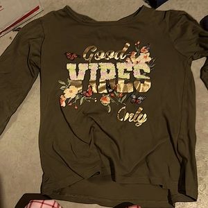 Good vibes moss sequin long sleeved shirt